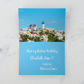 Nautical Summer Birthday Nubble Maine Lighthouse  Karte (Innenseite)