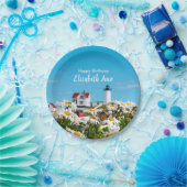 Nautical Summer Birthday Nubble Maine Lighthouse Pappteller (Party)