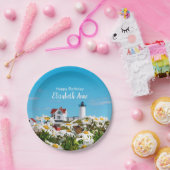Nautical Summer Birthday Nubble Maine Lighthouse Pappteller (Party)