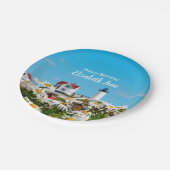 Nautical Summer Birthday Nubble Maine Lighthouse Pappteller (Schrägansicht)