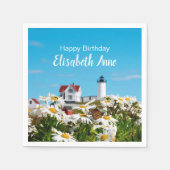 Nautical Summer Birthday Nubble Maine Lighthouse Serviette (Vorderseite)