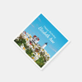 Nautical Summer Birthday Nubble Maine Lighthouse Serviette (Ecke)