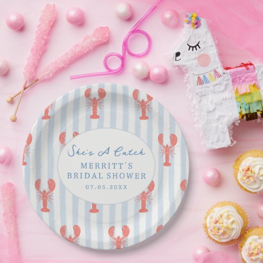 Nautical Summer Lobster Bridal Shower Paper Plates Pappteller (Party)