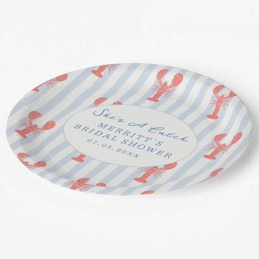 Nautical Summer Lobster Bridal Shower Paper Plates Pappteller (Schrägansicht)