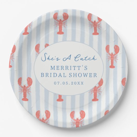 Nautical Summer Lobster Bridal Shower Paper Plates Pappteller (Vorderseite)