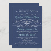 Nautical Swirl Hochzeitseinladung in der Marine Einladung (Vorne/Hinten)