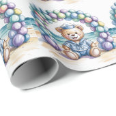 Nautical Teddy Bear Beach Boy Baby Dusche Geschenkpapier (Rolleneckpunkt)