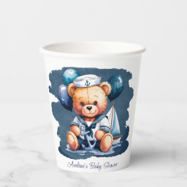Nautical Teddy Bear Delight Boy Baby Dusche Pappbecher