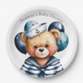 Nautical Teddy Bear Delight Boy Baby Dusche Pappteller (Vorderseite)
