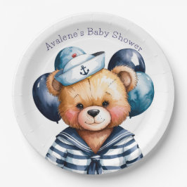 Nautical Teddy Bear Delight Boy Baby Dusche Pappteller