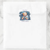 Nautical Teddy Bear Delight Boy Baby Dusche Quadratischer Aufkleber (Tasche)