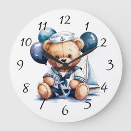 Nautical Teddy Bear Delight Boy Baby Showgeschenk Große Wanduhr