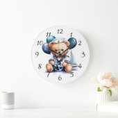 Nautical Teddy Bear Delight Boy Baby Showgeschenk Große Wanduhr (Zuhause)