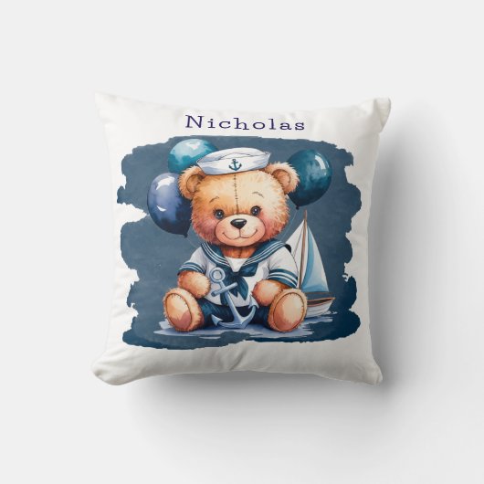 Nautical Teddy Bear Delight Boy Baby Showgeschenk Kissen (Vorderseite)