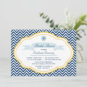 Nautical Thema Marine Gold Brautdusche Einladung (Stehend Vorderseite)