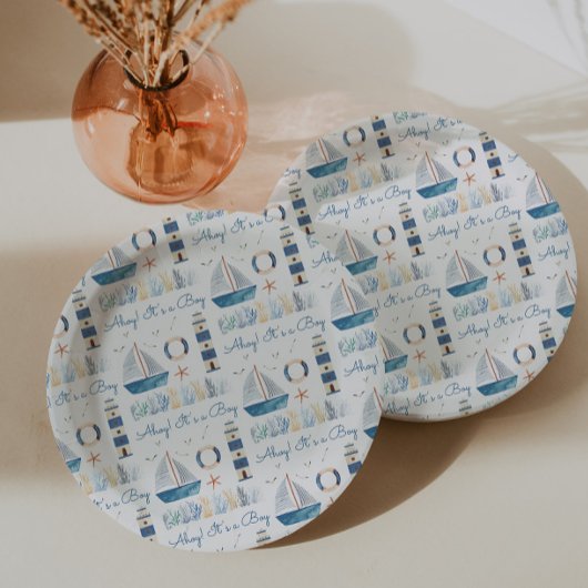 Nautical Theme Ahoy Es ist eine Baby-Dusche Pappteller