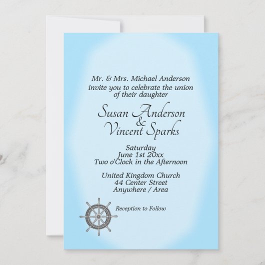 Nautical Theme Blue Wedding Einladung (Vorderseite)