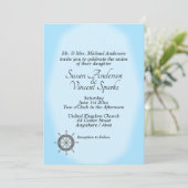 Nautical Theme Blue Wedding Einladung (Stehend Vorderseite)
