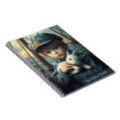 Nautical Theme Boy hält seinen Hasen-Spielzeug-Bra Notizblock (Rechte Seite)