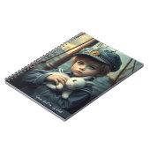 Nautical Theme Boy hält seinen Hasen-Spielzeug-Bra Notizblock (Linke Seite)