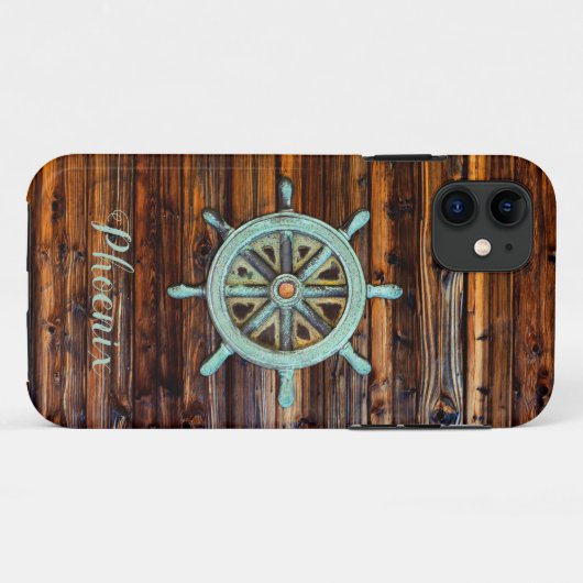 Nautical Theme Bronze Captains Wheel Case-Mate iPhone Hülle (Rückseite (Horizontal))