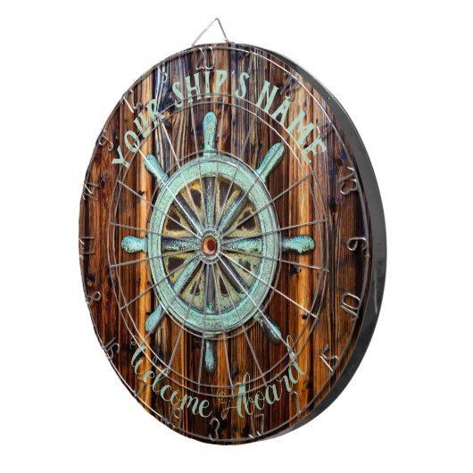 Nautical Theme Bronze Captains Wheel Dartscheibe (Vorderseite rechts)