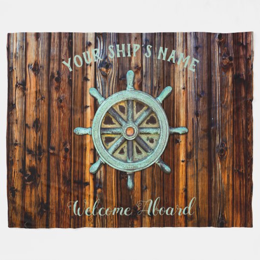 Nautical Theme Bronze Captains Wheel Fleecedecke (Vorderseite (Horizontal))