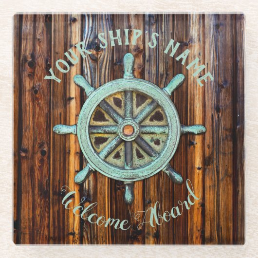 Nautical Theme Bronze Captains Wheel Glasuntersetzer (Vorderseite)