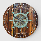 Nautical Theme Bronze Captains Wheel Große Wanduhr (Vorderseite)