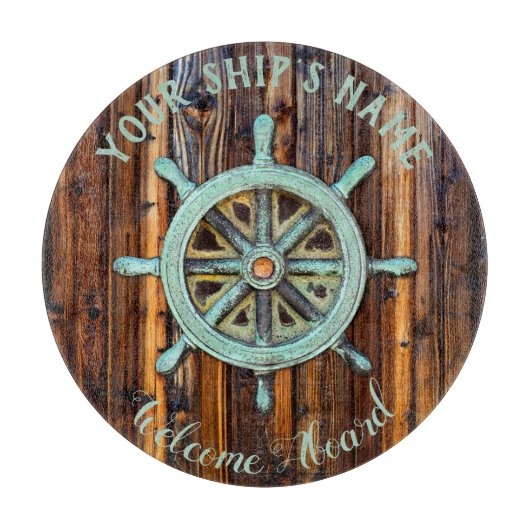 Nautical Theme Bronze Captains Wheel Schneidebrett (Vorderseite)