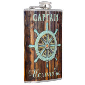 Nautical Theme Bronze Captains Wheel Tall Flachmann (Rechts)