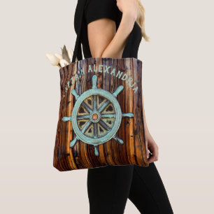 Nautical Theme Bronze Captains Wheel Tasche