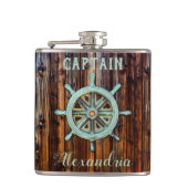 Nautical Theme Bronze Kaptains Wheel Small Flachmann (Vorderseite)