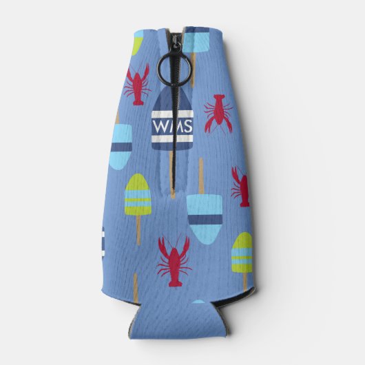Nautical Theme Buoy and Hummer mit Monogramm Flaschenkühler (Rückseite)