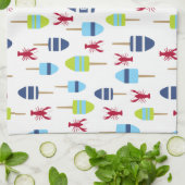 Nautical Theme Buoy and Hummer mit Monogramm Geschirrtuch (Gefaltet)