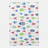 Nautical Theme Buoy and Hummer mit Monogramm Geschirrtuch (Vertikal)