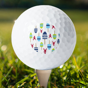 Nautical Theme Buoy and lobster monogrammed Golfball