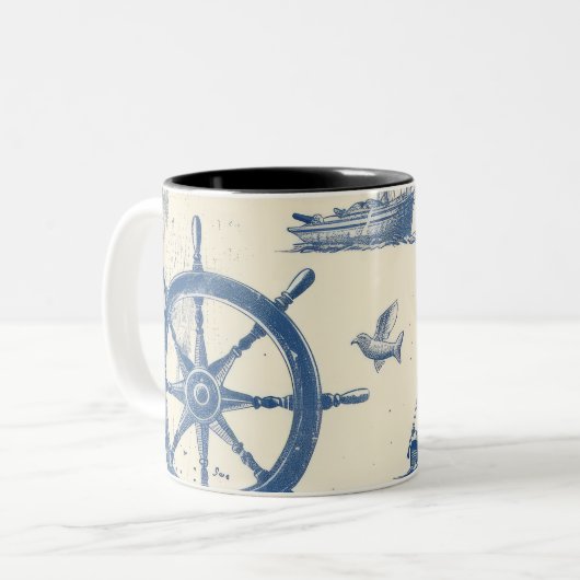 Nautical Theme Keramik Tasse mit Anchor, Helm und (Vorderseite Links)
