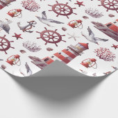 Nautical Theme - Leuchtturm, Korallen, Meeresleben Geschenkpapier (Ecke)