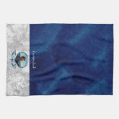 Nautical-Theme Navy Blue Foto Muscheln Aquarell Geschirrtuch (Horizontal)