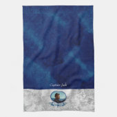 Nautical-Theme Navy Blue Foto Muscheln Aquarell Geschirrtuch (Vertikal)