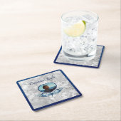 Nautical-Theme Navy Blue Foto Muscheln Aquarell Rechteckiger Pappuntersetzer (Vor Ort)