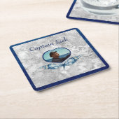 Nautical-Theme Navy Blue Foto Muscheln Aquarell Rechteckiger Pappuntersetzer (angewinkelt)