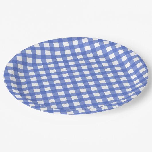 Nautical Theme - Navy Blue Gingham Paper Plate Pappteller (Schrägansicht)