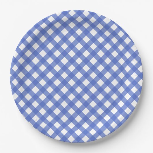 Nautical Theme - Navy Blue Gingham Paper Plate Pappteller (Vorderseite)