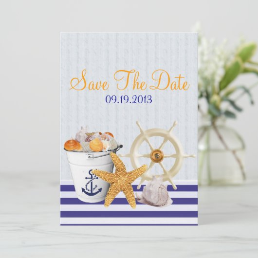 Nautical Theme Wedding Save the Date (Stehend Vorderseite)
