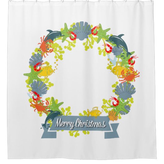 Nautical Theme Weihnachtsduschvorhang Duschvorhang (Vorderseite)
