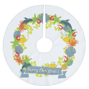 Nautical Theme Weihnachtskraut-Baumrock Polyester Weihnachtsbaumdecke