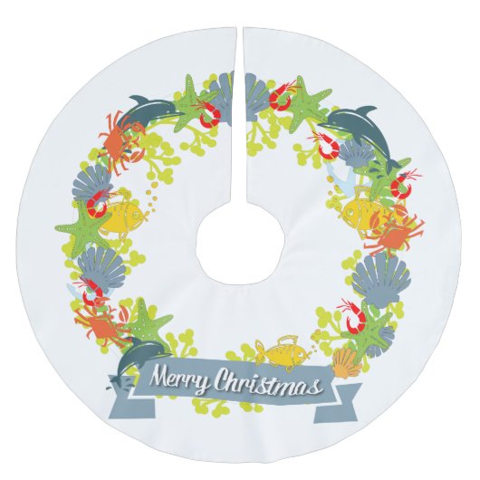 Nautical Theme Weihnachtskraut-Baumrock Polyester Weihnachtsbaumdecke (Vorderseite)