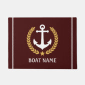 Nautical Themed Anchor Gold Laurel Star Bootname Fußmatte (Vorderseite)